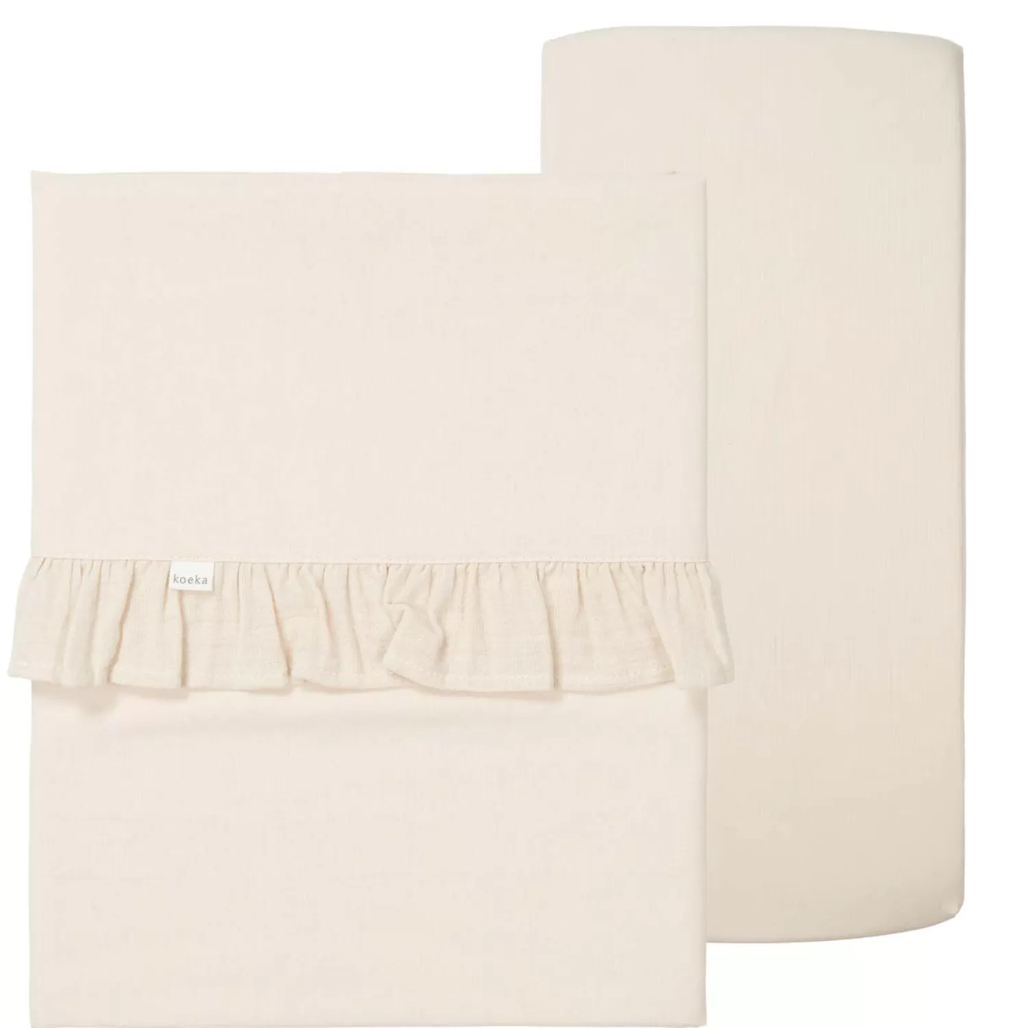 Koeka Wieglaken En Hoeslaken Set Ruffle Faro Warm White Clearance